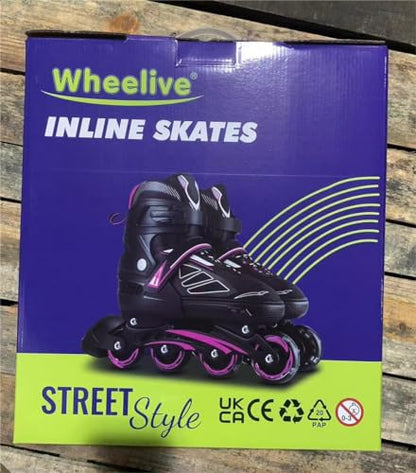 Wheelive Adjustable Inline Skates for Kids, Performance Roller Skates with Full Light Up Wheels Ideal for Boys, Girls, Beginners, Adults