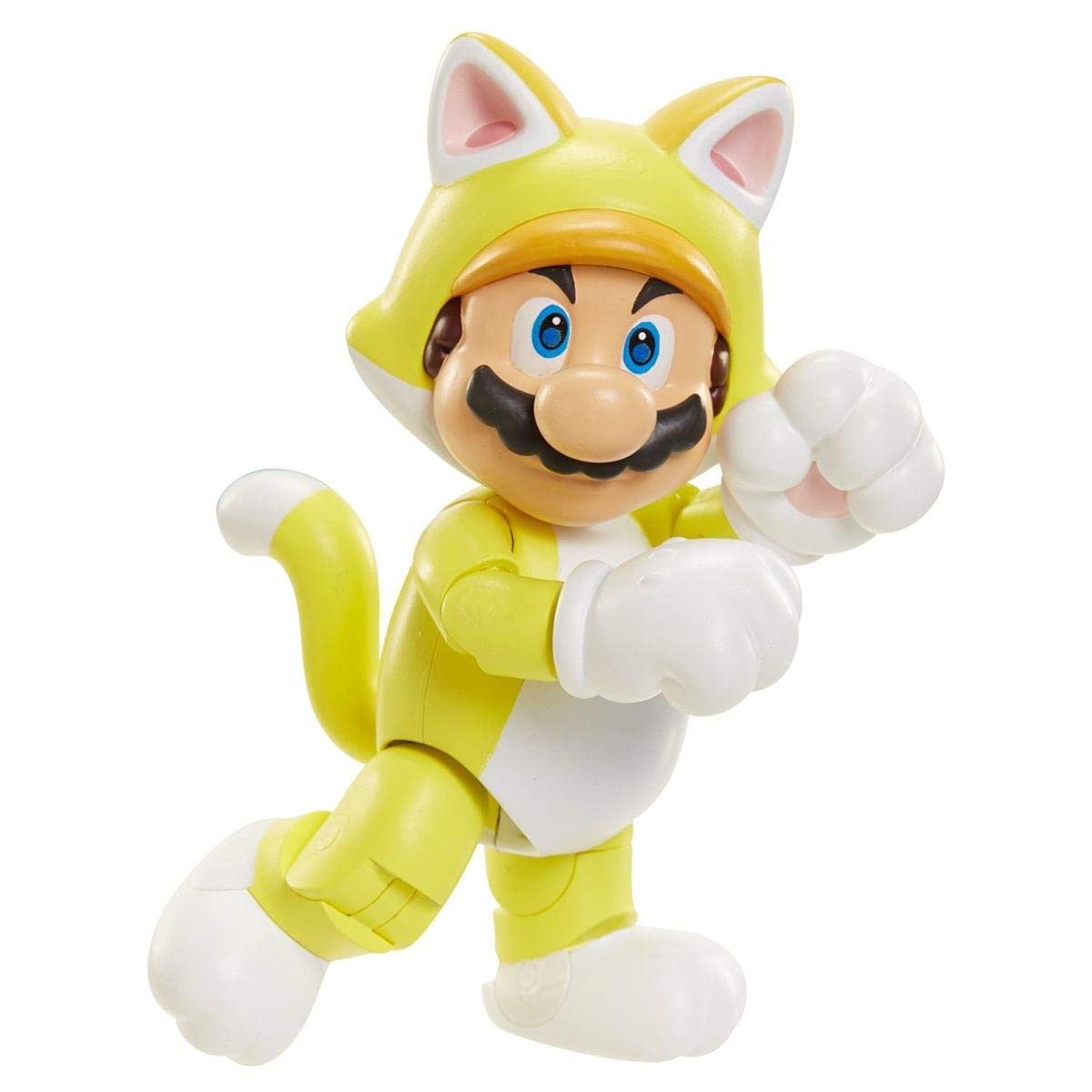 Nintendo Cat Mario 4-inch articulated action figure with bell accessory, ideal for kids and collectors.