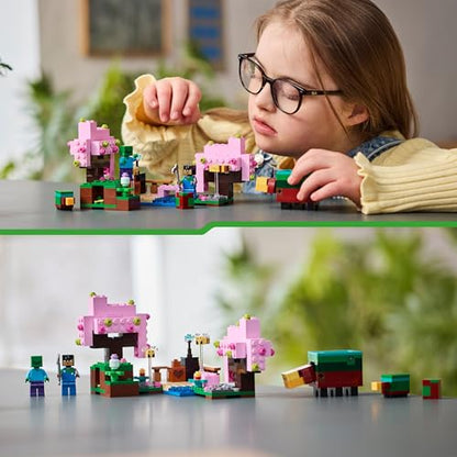 LEGO Minecraft The Cherry Blossom Garden Toy - Building Set with Trees, a Sunny Figure, Bees, and Mobs incl. a Zombie - Gamer Gift for 8+ Year Old Boys & Girls - 21260