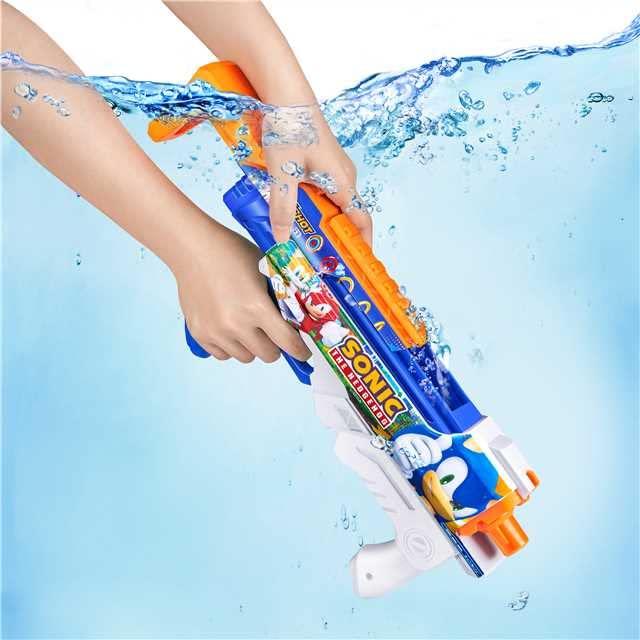 XSHOT Water Fast-Fill Skins Sonic The Hedgehog Hyperload Water Blaster, Summer Outdoor Pool Toy by ZURU