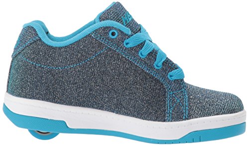 Heelys unisex kids' fitness shoes in multicolour Pewter and Blue with wheels on the soles, size 5 UK (38 EU).