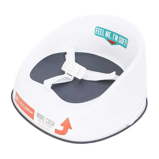 Prince Lionheart Booster Squish Seat | 18m+ - 5yrs (60lbs) | Lightweight | 3-Point Harness | Rigid Base | Springy Seat | Slip-Resistant | Attached To Chair & Child - Galactic Grey