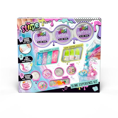 So Slime Premium Slime DIY kit by Canal Toys featuring clear, butter, and glossy slime with dyes, scents, and decorations for kids.