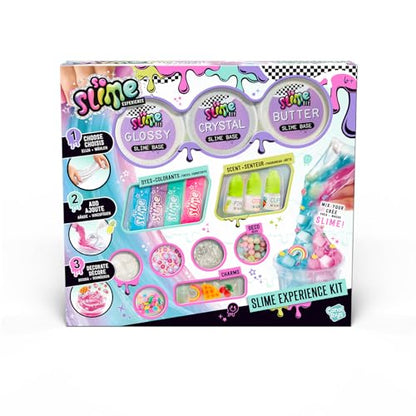 So Slime Premium Slime DIY kit by Canal Toys featuring clear, butter, and glossy slime with dyes, scents, and decorations for kids.