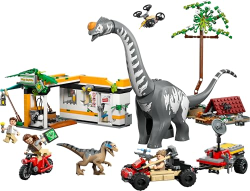 LEGO Jurassic World Raptor & Titanosaurus Tracking Mission - Dinosaur Toy incl. 3 Minifigures, Off-Road Car & Motorbike - Gift for 7+ Year Old Boys & Girls - 76973