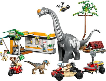 LEGO Jurassic World Raptor & Titanosaurus Tracking Mission - Dinosaur Toy incl. 3 Minifigures, Off-Road Car & Motorbike - Gift for 7+ Year Old Boys & Girls - 76973