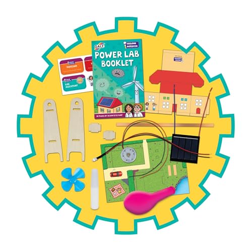 Galt Power Lab science kit for kids showing solar panel, motor, and experiment tools for STEM learning and exploration.