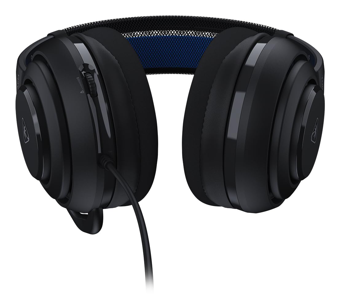 Black Turtle Beach Atlas 200 wired gaming headset with microphone, compatible with PS5 and PS4, featuring plush ear cushions and adjustable headband.