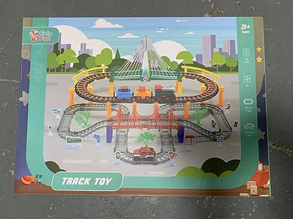 Electric Toddler Train Set Toy, Battery Powered Railway Train Track Toy Playset，Great Christ Gift for Kids Ages 3 4 5, Boys and Girls
