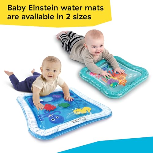 Baby Einstein Ocean of Discovery tummy time water play mat with sensory toys for babies and newborns, black color, activity center.