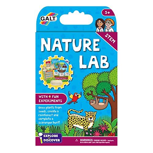 Galt Nature Lab science kit for kids with plant growing, rainforest scene craft, and scavenger hunt activities for children age 5+.
