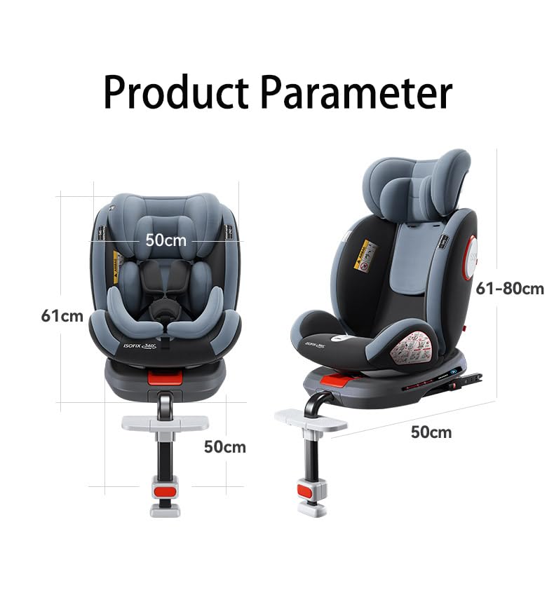 Veitoalioy Baby Car Seat with One-Touch Rotation, Adjustable and Easy to Install Infant Carrier, Forward Facing and Rear Facing Carriers with one-Hand Rotation Feature (Black with Pedal Stand)