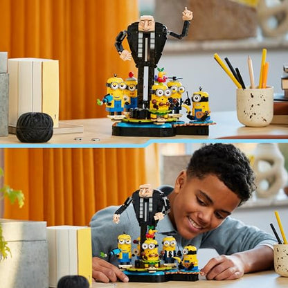 LEGO Despicable Me playset featuring buildable Gru and Minions figures, perfect for kids aged 9 and up.