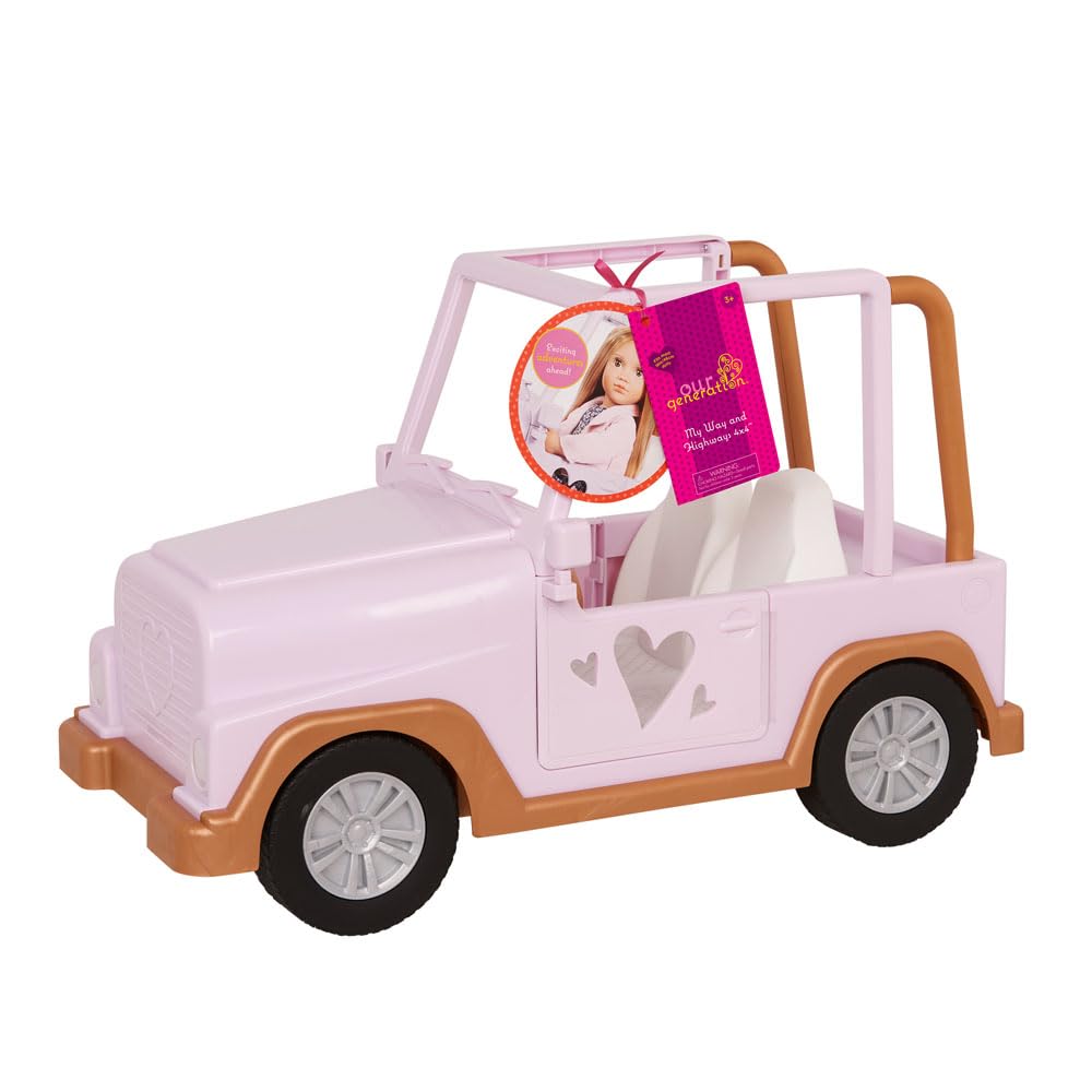 Off-road truck toy with rolling wheels for 18-inch dolls, perfect for pretend play by Our Generation.