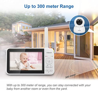 VTech VM924 video baby monitor with 5-inch LCD screen, camera with pan and tilt, night vision, and two-way talk.