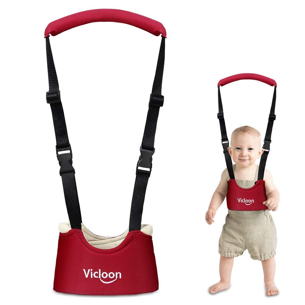 Vicloon hand-held baby walker with toddler harness and protective belt for safe walking and learning support.