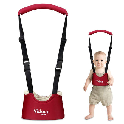 Vicloon hand-held baby walker with toddler harness and protective belt for safe walking and learning support.
