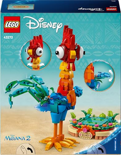 LEGO | Disney Moana 2 Heihei Building Toy - Play and Display Animal Figure with a Rotating Head, Posable Wings & Tail Feathers plus a Stand - Birthday Gift for 9+ Year Old Girls - 43272