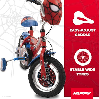 Huffy Spiderman Boys Bike12 inch Marvel Bike with Light & Sound Mask Feature for Kids ages 3-5 years, Red