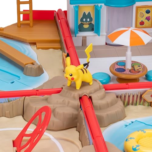 Pokémon Carry Case Beach Battle Playset with transforming backpack and 2-inch Pikachu battle figure on display.