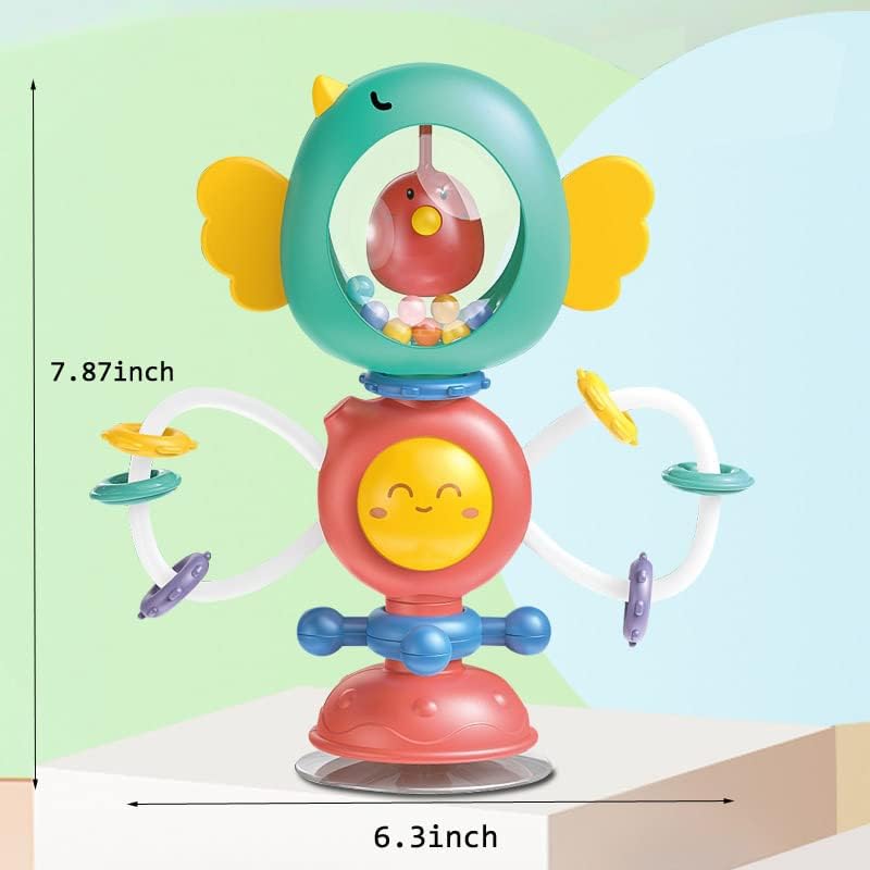 iFunLong Baby Rattle Toys with Suction Cup - Interactive High Chair Activity Toy for 3 Months and Up - Baby Einstein Babies Toy for Sensory Play