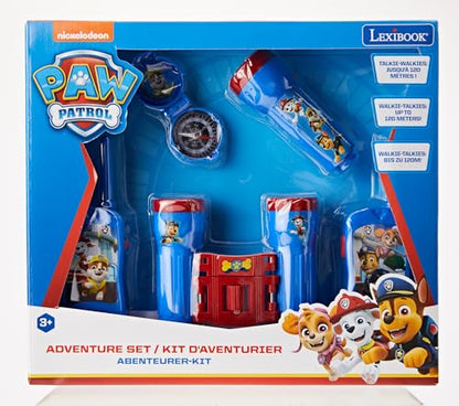 LEXIBOOK, Paw Patrol, Adventurer Set for Children, Walkie-Talkies 120m, Binoculars, Compass, Torchlight, Blue/Red, RPTW12PA