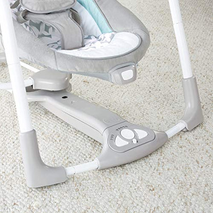 Ingenuity ConvertMe 2-in-1 Compact Portable Automatic Baby Swing & Infant Seat, Battery-Powered Vibrations, Nature Sounds, 0-9 Months 6-20 lbs (Raylan)