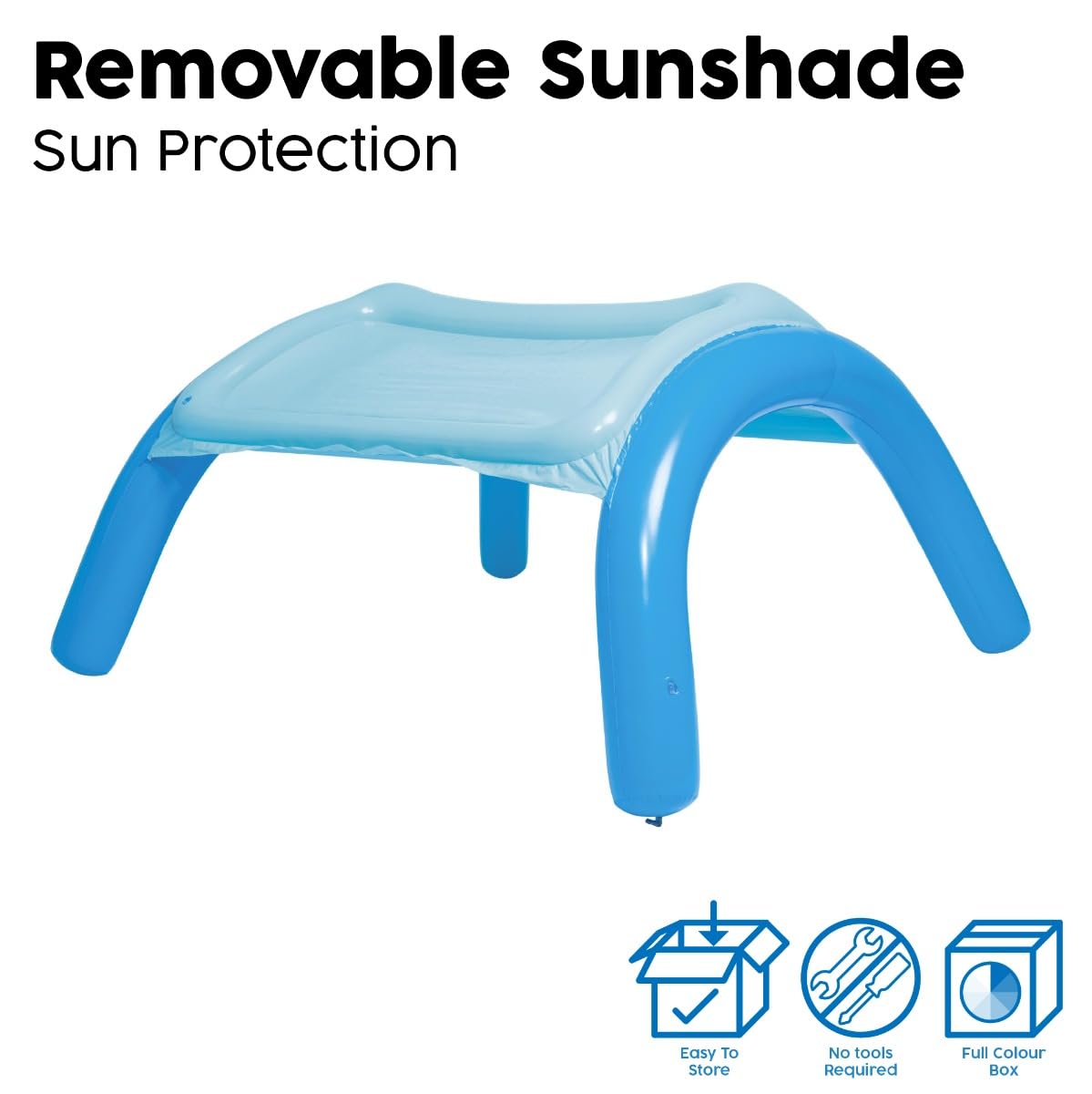 Bestway inflatable paddling pool for toddlers with shade canopy, perfect for outdoor garden play for ages 2 and up.