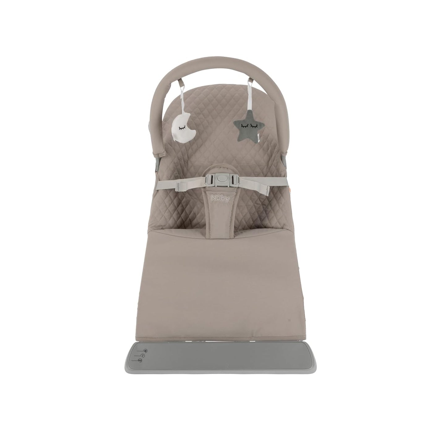 Nuby Musical Moves Baby Bouncer – 2 Reclining Positions | Music & Vibration | Toy Bar | Machine Washable Cover | Suitable from Birth up to 9kg