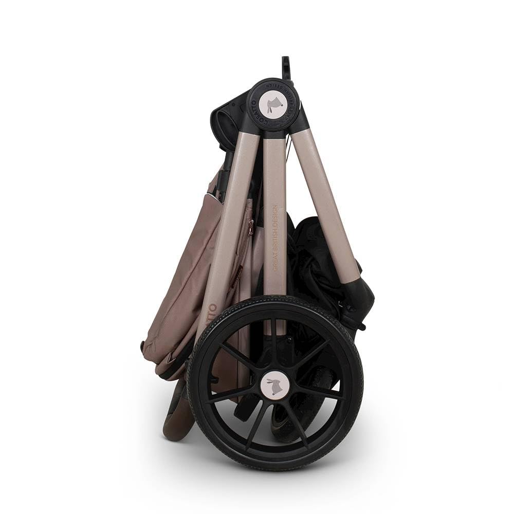 Cosatto Giggle 4 travel system with pram, infant car seat, raincover, and compact fold for babies and toddlers up to 25kg.