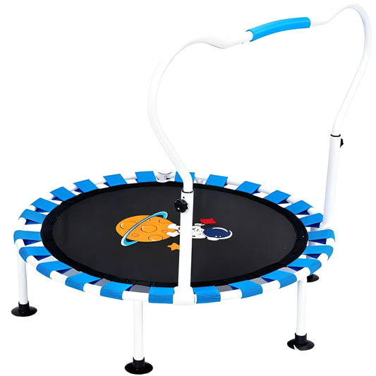 39 inch Trampoline For Toddlers Height Adjustable,Foldable Mini Trampoline For Kids,Baby Sensory Balance Toy Indoor Outdoor 3 4 5 Year Old,Gifts For Girls and Boys (Blue)