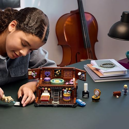LEGO Wednesday Thing's Apartment set with Enid mini doll, Thing figure, and various accessories for creative play.