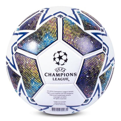 Hy-Pro UEFA Champions League Football, Size 5, Officially Licensed, Training, Match, Merchandise, Collectible For Kids and Adults, Great Football Gift Idea, White/Blue/Green