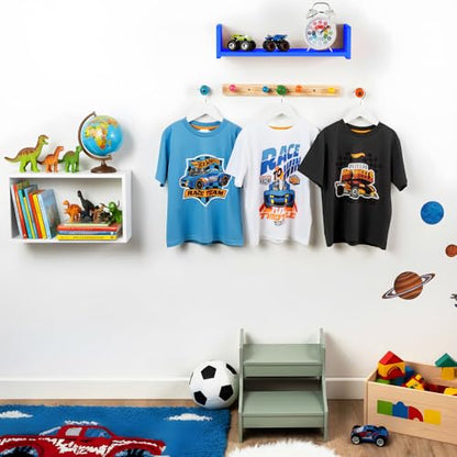 Hot Wheels Boys T-Shirts Pack of 3 |Short Sleeve 3PK Multipack T-Shirts for Boys | Official Clothing Merchandise (UK, Age, 6 Years, 7 Years, Regular, Blue/Black/White)