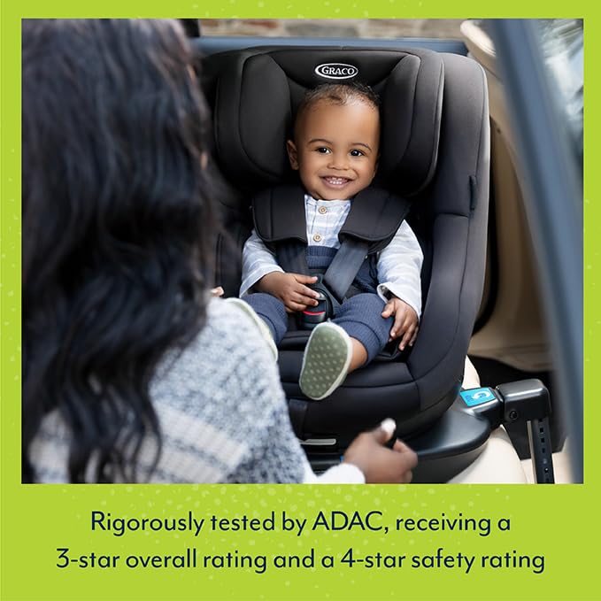 Graco Turn2Me Group 0+/1 ISOFIX 360° Rotating Car Seat, Rearward facing for longer from birth to approx. 4 years. Forward facing from approx. 1 to 4 years (9-18kg), Black fashion