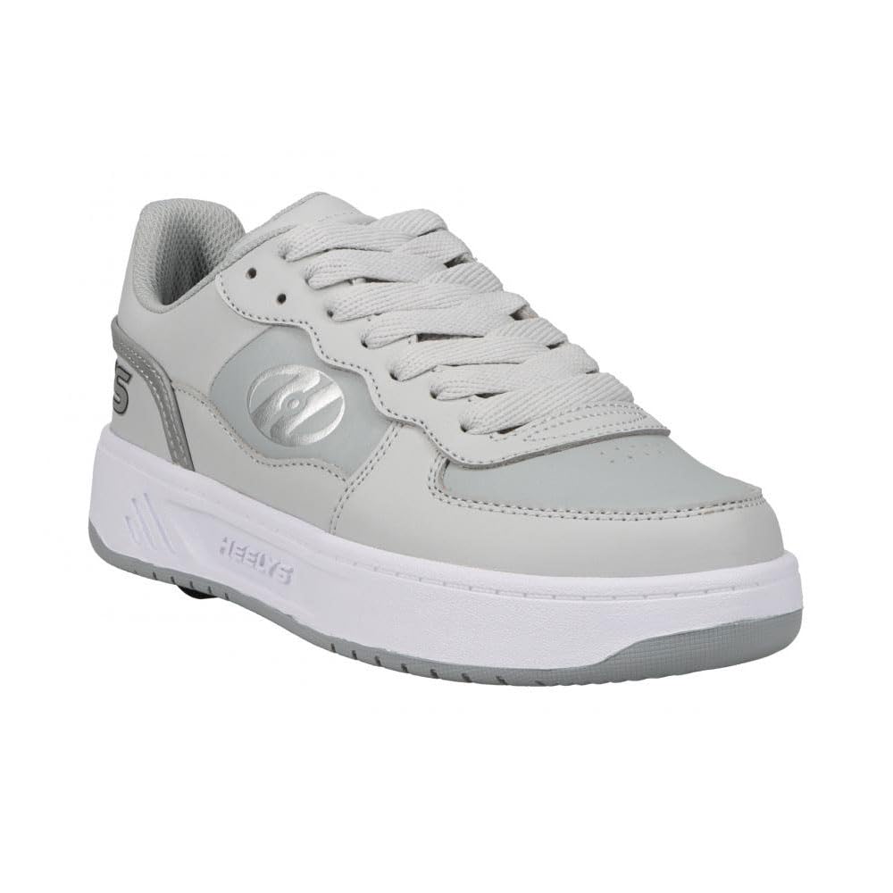 Grey Heelys Girls Rezerve Low Sneakers with wheels, size 2 UK, featuring a casual low-top design and stylish grey color.