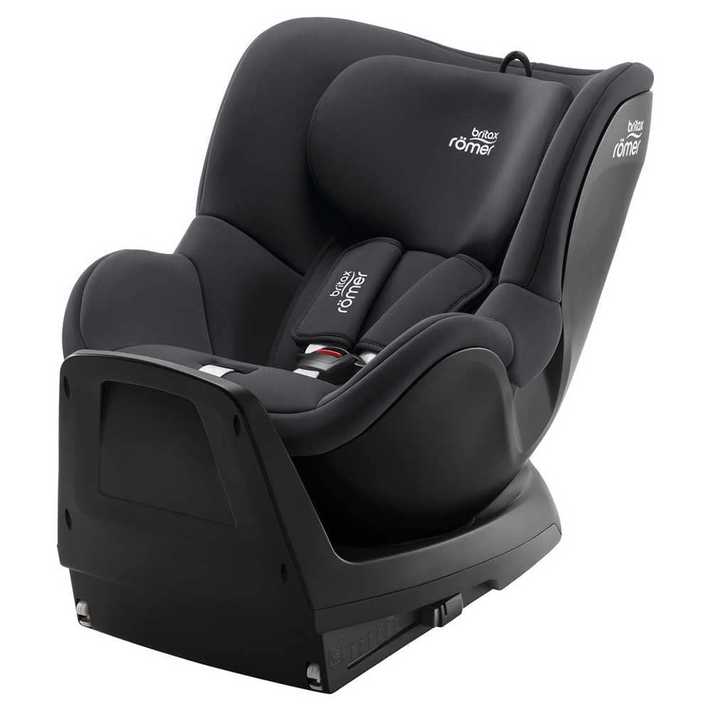 BRITAX RÖMER Rotating car seat DUALFIX Plus, 360 Degree, incl. Newborn Insert and ISOFIX, from 40-105 cm (i-Size), Birth - 4 Years, Midnight Grey