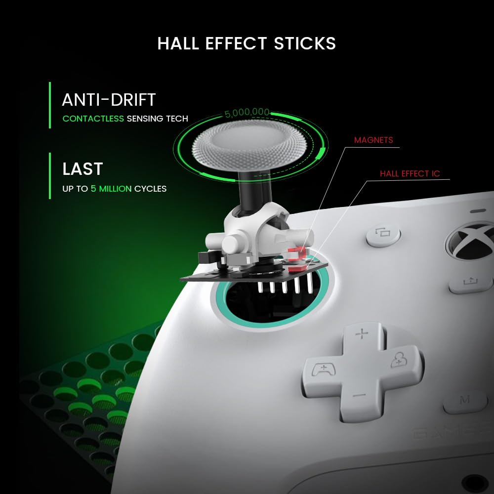 GameSir G7 SE Xbox One controller with hall effect sticks, wired PC gamepad, 3.5mm headphone port, and programmable back buttons