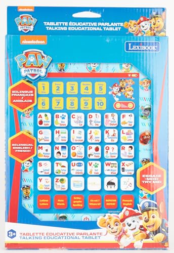 LEXIBOOK, Paw Patrol, Educational Bilingual Interactive Learning Tablet, Toy to learn alphabet letters numbers words spelling and music, English/French, Blue, JCPAD002PAi1