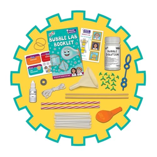 Galt Bubble Lab science kit for kids with experiment guide, featuring 3D bubbles and water tricks for children aged 5 and up.