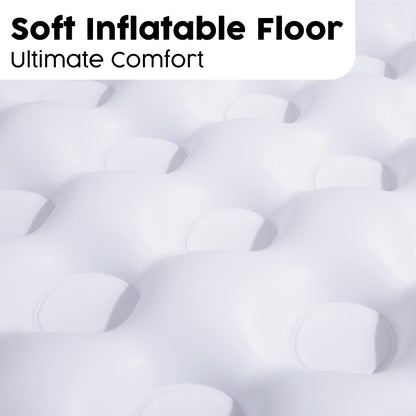 Bestway inflatable baby bath tub in white, featuring a soft floor, perfect for home and travel use.