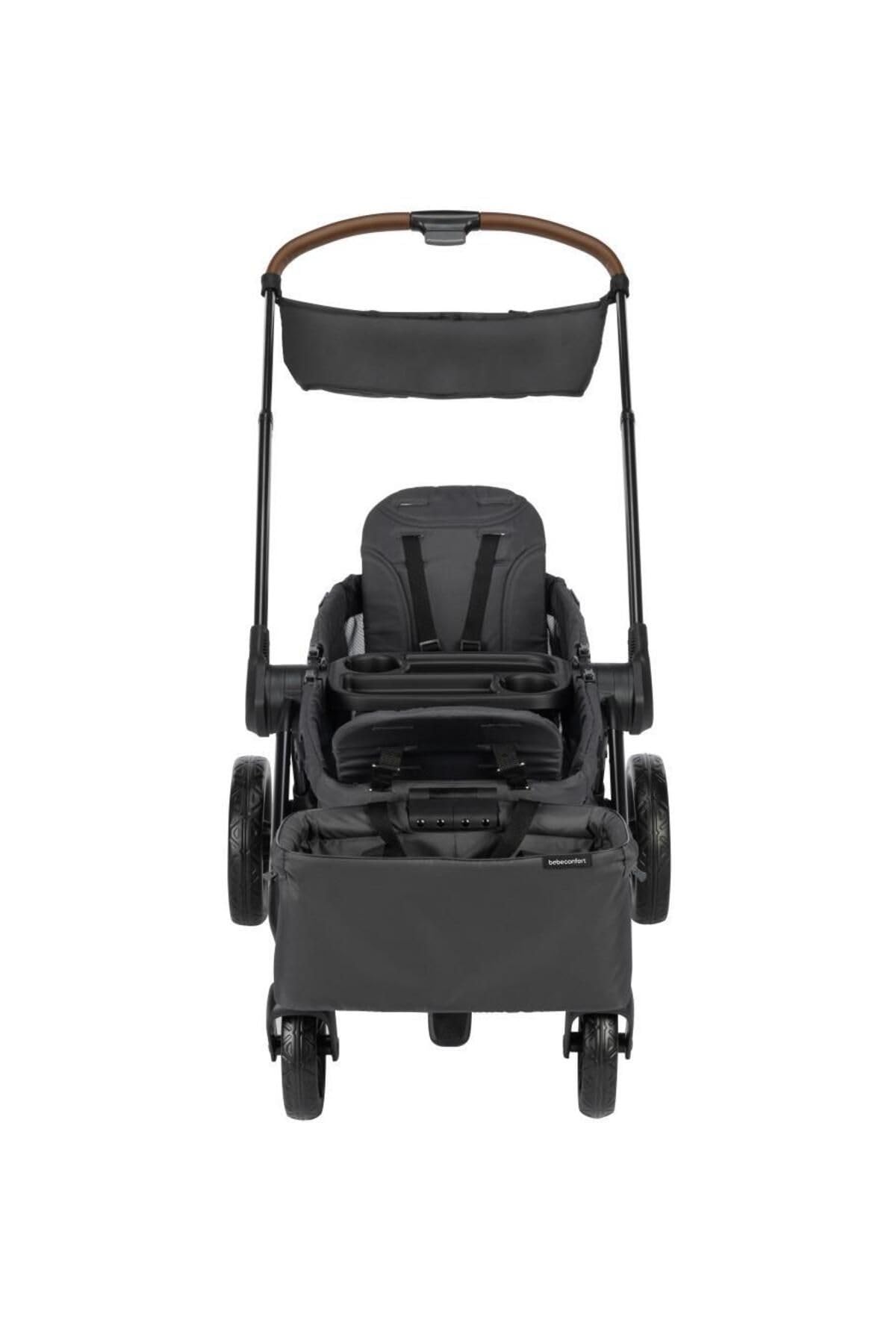 Bebeconfort Helios, Double Pram from Birth, 0-4 Years, 0-22kg, 2 Face-to-face Seats, Large All-Terrain Wheels, Compact Folding, Trolley on Wheels, Protective Canopy, Mineral Graphite