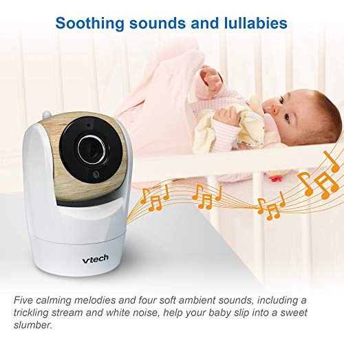 VTech VM919HD baby monitor with 7-inch HD display, camera with 360° pan and tilt, night vision, and long-range wireless connectivity.