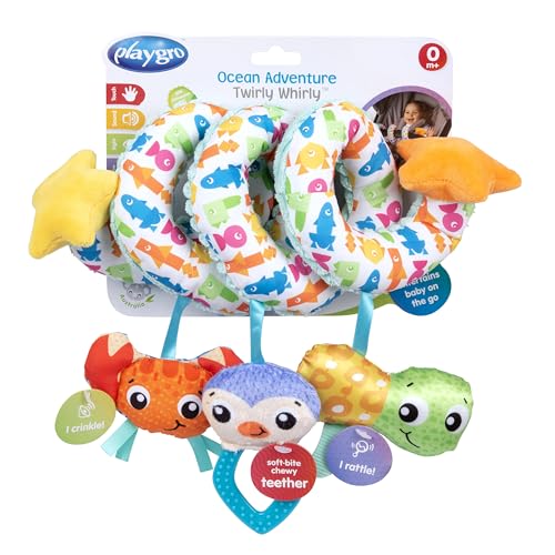 Playgro Ocean Wonders Twirly Whirly baby toy with colorful ocean animal design and spinning elements for sensory play