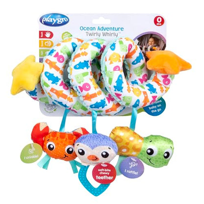 Playgro Ocean Wonders Twirly Whirly baby toy with colorful ocean animal design and spinning elements for sensory play