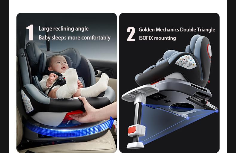 Veitoalioy Baby Car Seat with One-Touch Rotation, Adjustable and Easy to Install Infant Carrier, Forward Facing and Rear Facing Carriers with one-Hand Rotation Feature (Black with Pedal Stand)