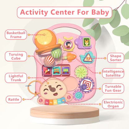 QDRAGON 3-in-1 baby walker and activity center for girls aged 12 months+, featuring push toy, sit-to-stand design, and educational play.