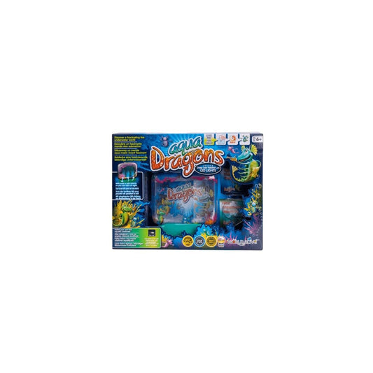 Aqua Dragons Underwater World Dragon Deluxe in clear packaging, featuring realistic aquatic dragons and vibrant underwater scenery.