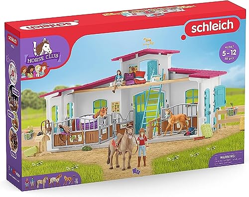 SCHLEICH Horse Club - 115 PC Lakeside Riding Center Horse Toy Playset with Horses and Riders, Barn and Farm Figurine Accessories - Farm Toys for Girls and Boys - Realistic Kids Toys Ages 5+ | 42567