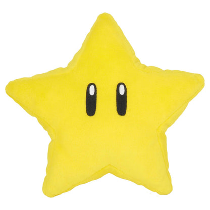 Super Mario plush toy from Nintendo Together+ featuring a Super Star, 18cm soft stuffed animal for fans and collectors.